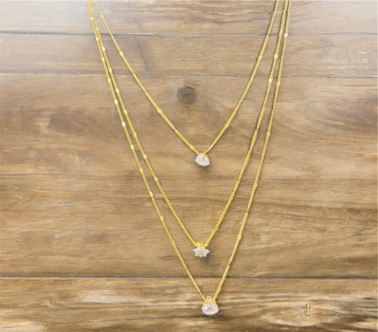 3 layered fashionable rhinestone neckchain