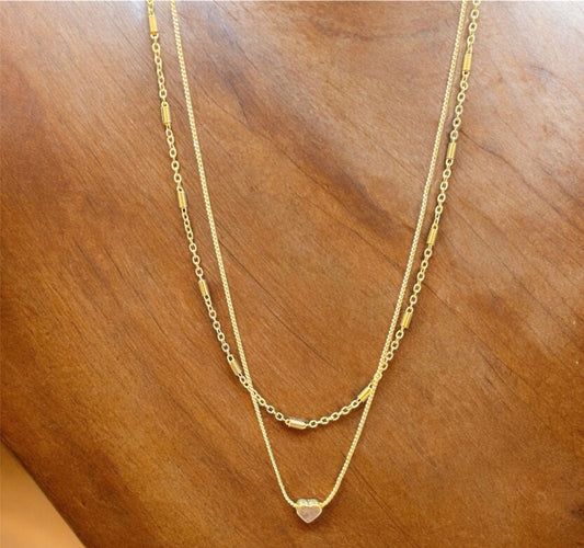 2 Layered elegant heart chain