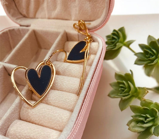 Heart charm mis-matched earrings