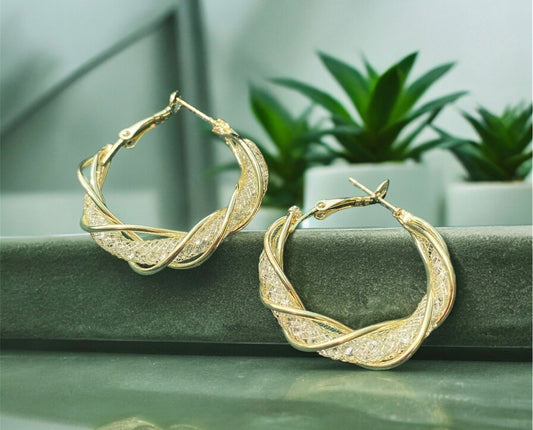 Golden Fashionable twisted earrings